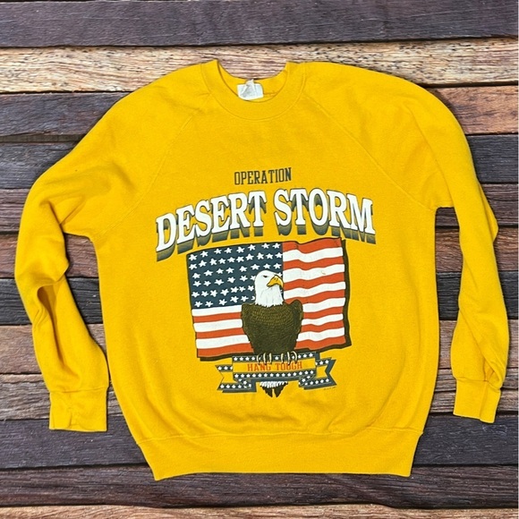 Vintage 90s Desert Storm USA Military 1990s Crewneck Bald Eagle Sweatshirt - Picture 1 of 6